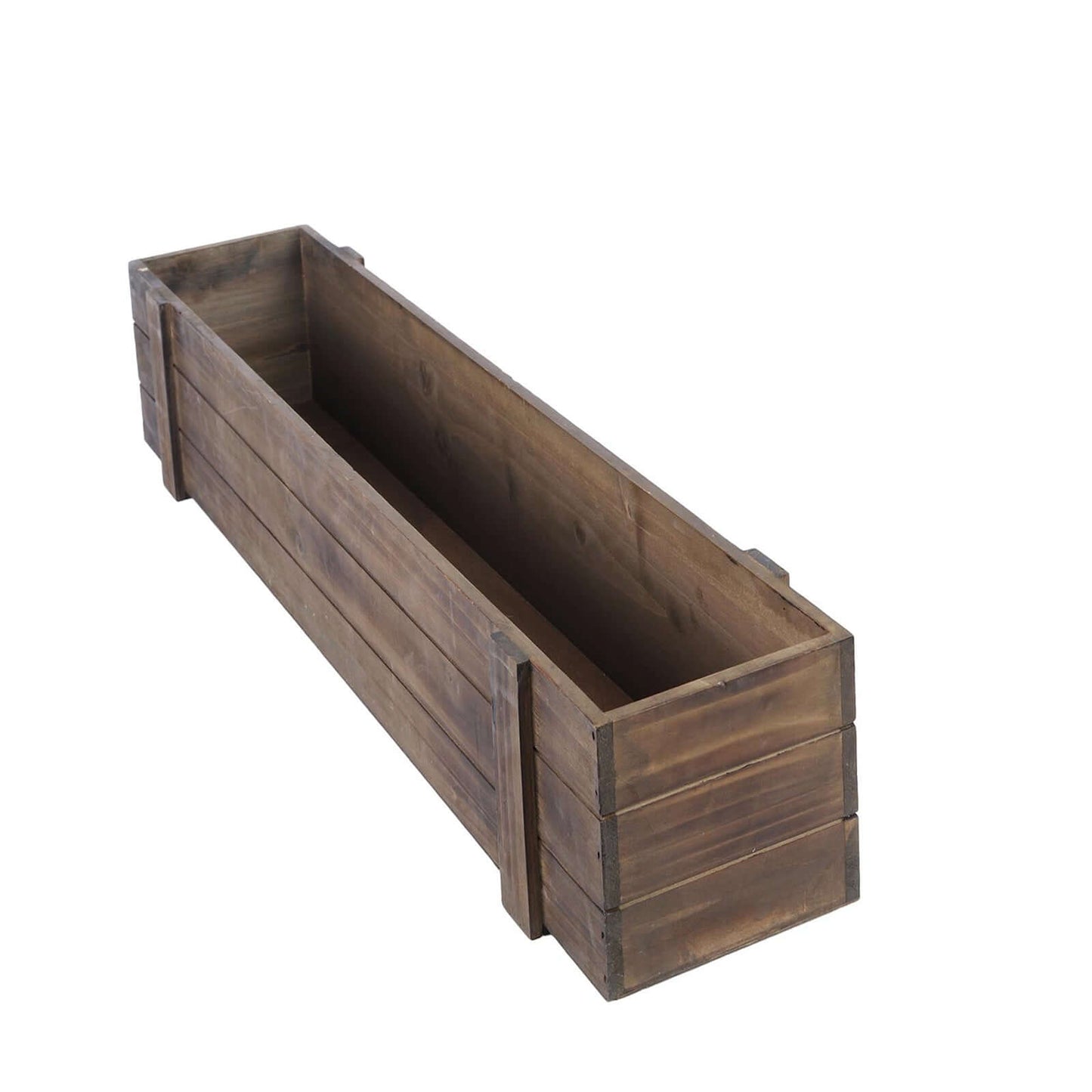 Rustic Wood Planter Box Smoked Brown - Durable Table Decor with Removable Plastic Liner 30"x6" - Linen Luxes