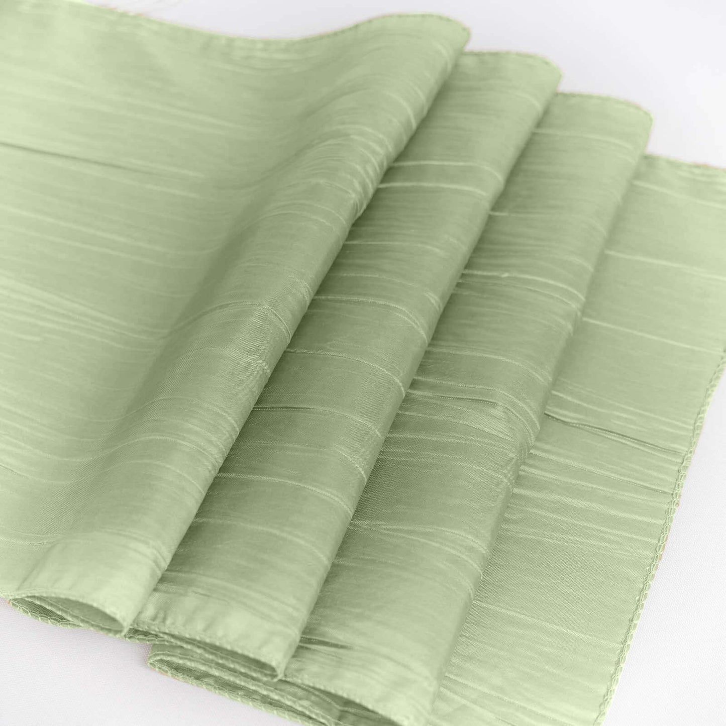 Taffeta 12"x108" Table Runner Sage Green - Accordion Crinkle Design