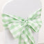 5 Pack Polyester Chair Sashes Sage Green/White Buffalo Plaid - Durable & Reusable Chair Bows 6"x108"