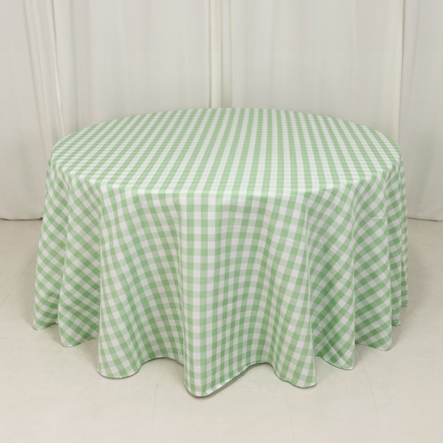 Polyester 120" Round Tablecloth White/Sage Green Seamless - Checkered Buffalo Plaid Table Cover