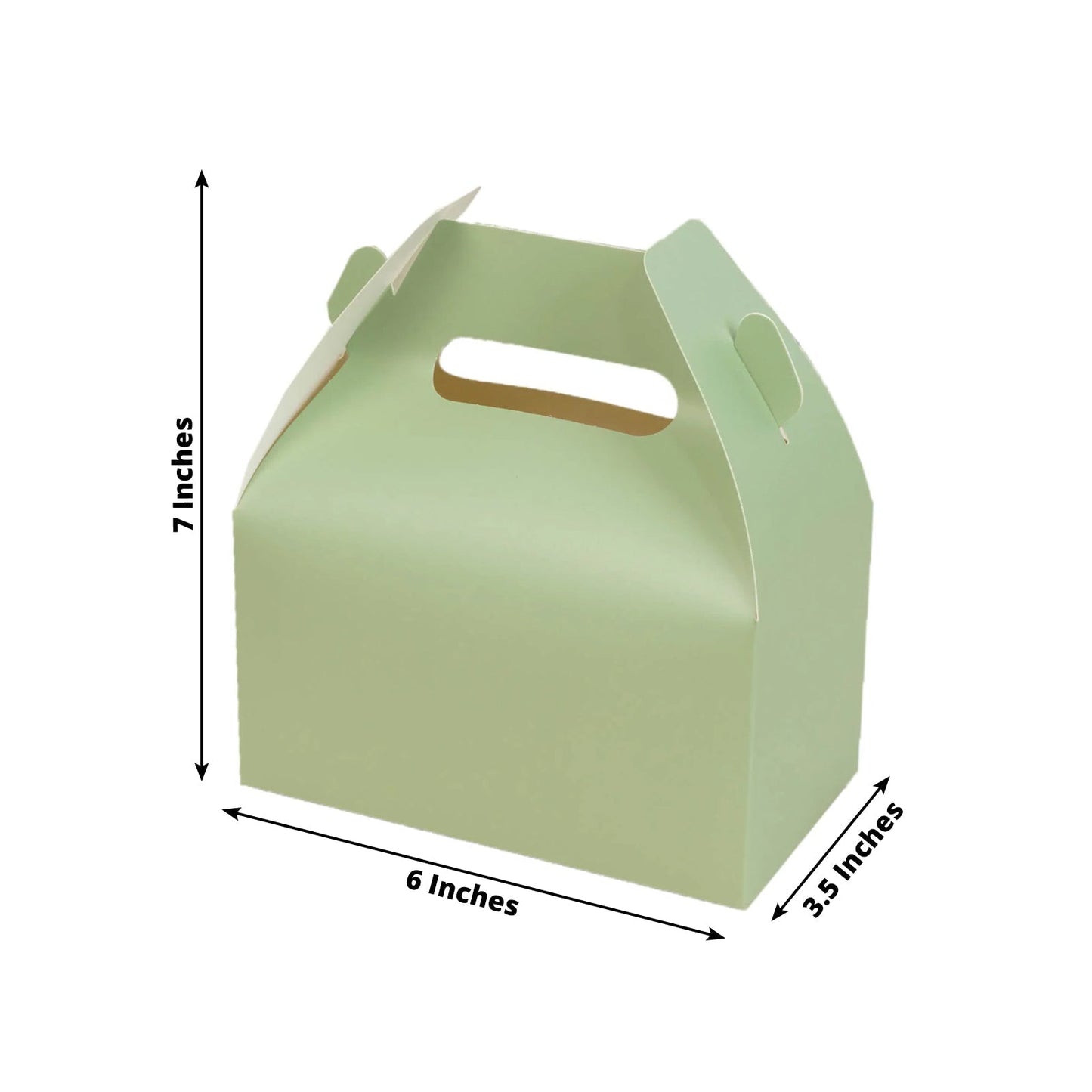 25 Pack Candy Gift Tote Gable Boxes, Matte Sage Green Party Favor Treat Boxes - 6"x3.5"x7"