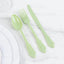 72 Pcs Plastic Silverware Set in Baroque Style Sage Green - Heavy Duty Disposable Knife, Fork, and Spoon Set