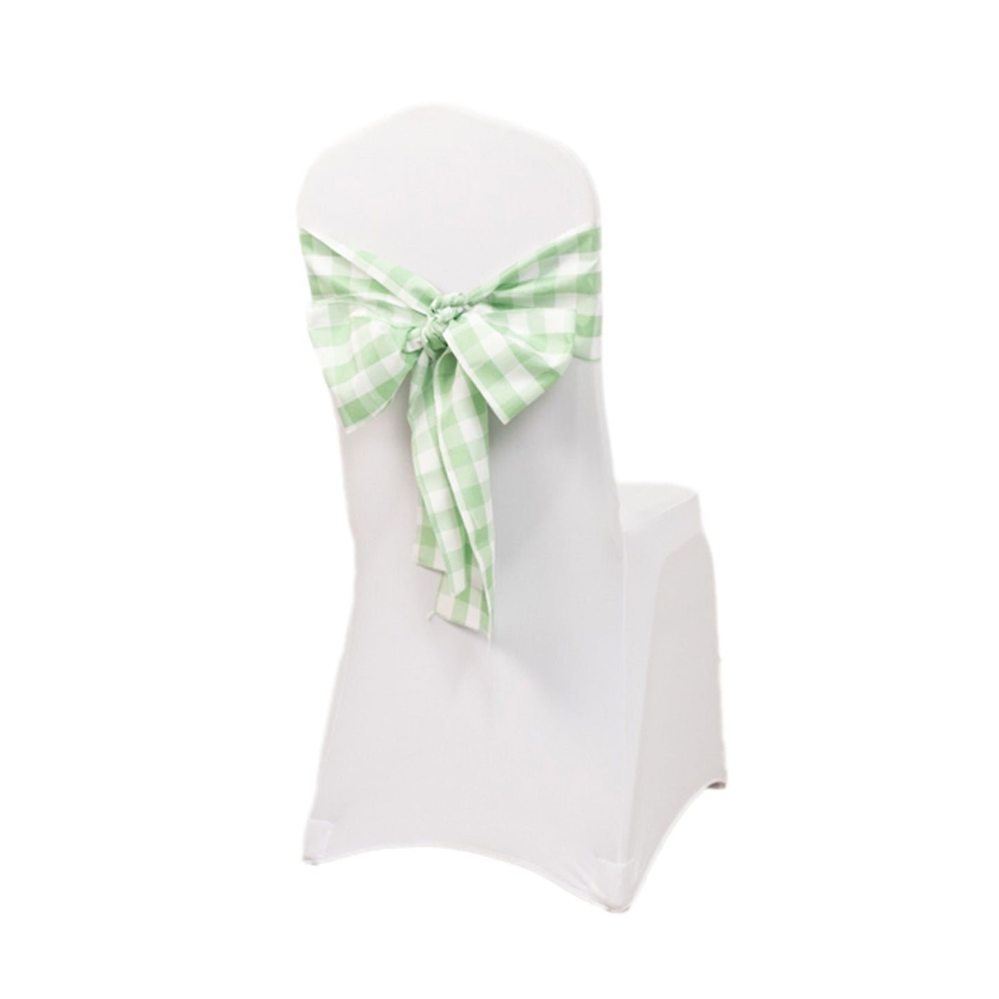 5 Pack Polyester Chair Sashes Sage Green/White Buffalo Plaid - Durable & Reusable Chair Bows 6"x108"