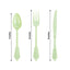 72 Pcs Plastic Silverware Set in Baroque Style Sage Green - Heavy Duty Disposable Knife, Fork, and Spoon Set