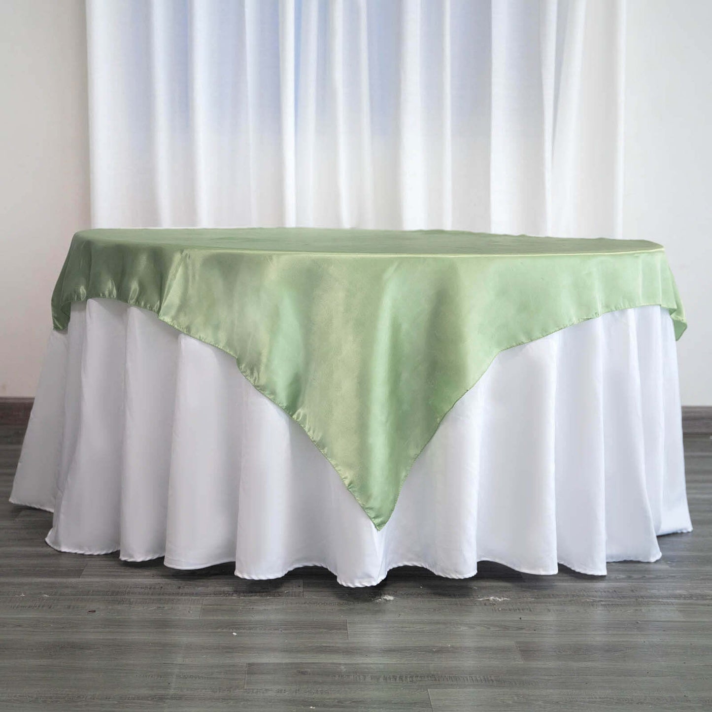 Satin 60"x60" Table Overlay Square Tablecloth Sage Green - Smooth Silky Touch Table Cover