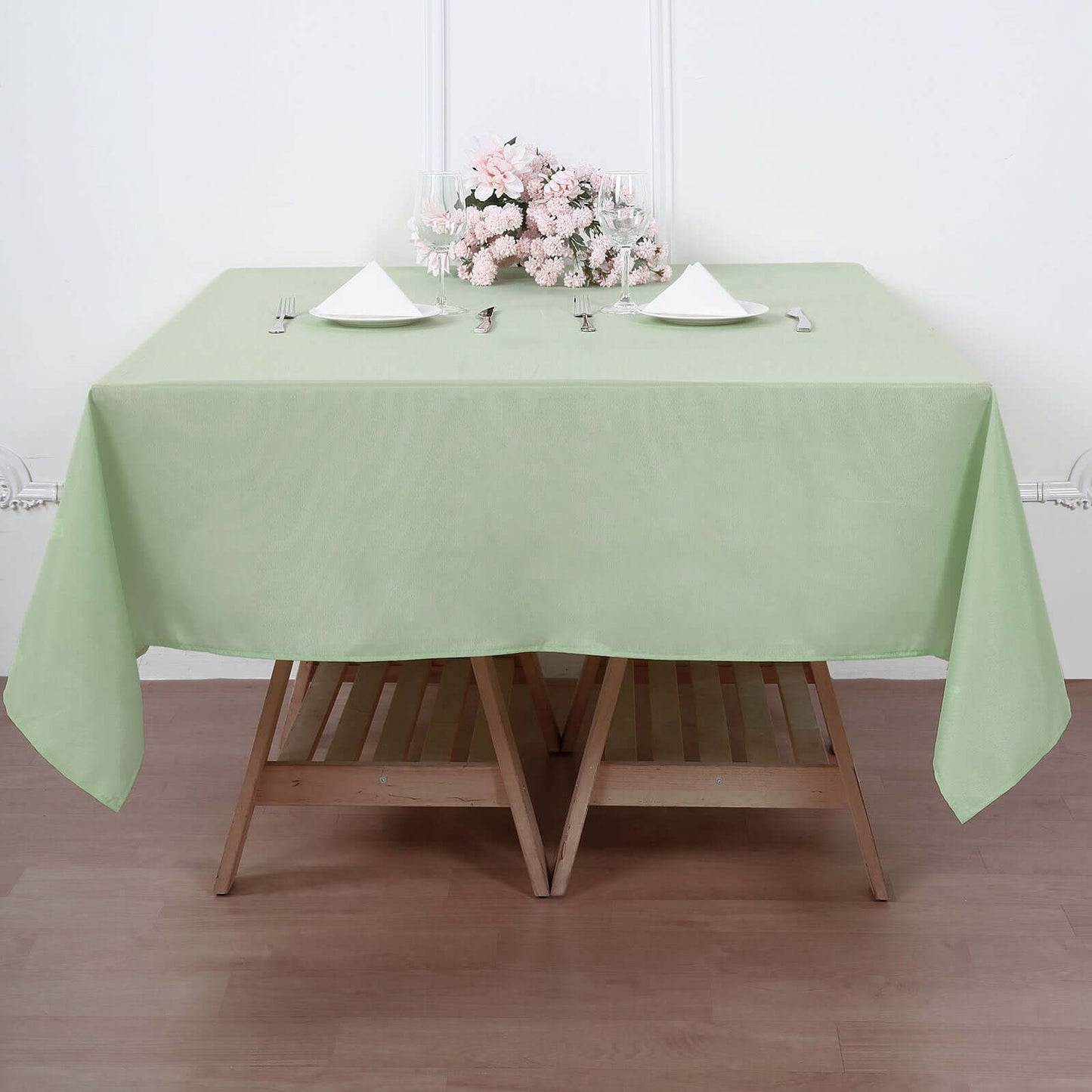 Polyester Square 70"x70" Tablecloth Sage Green - Wrinkle-Resistant & Durable Table Cover