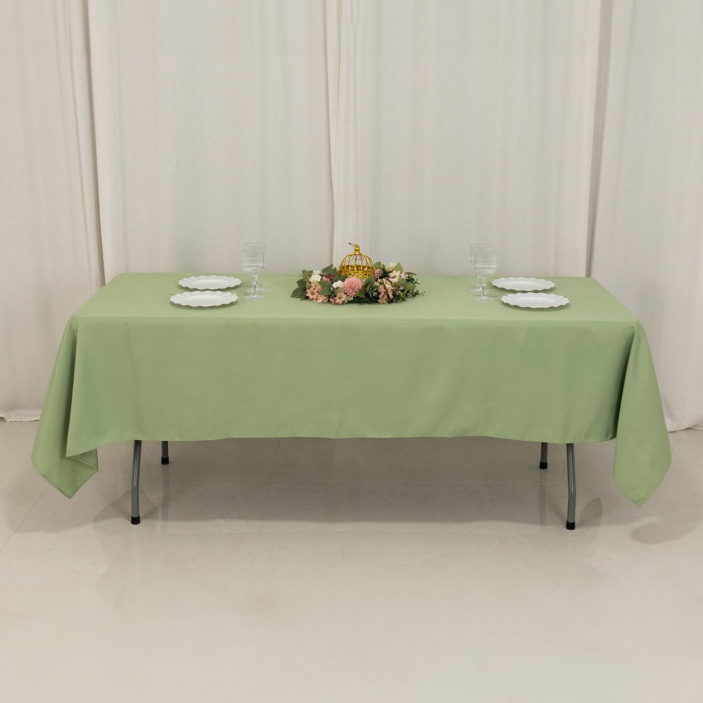 Premium Polyester 60"x102" Rectangle Tablecloth Sage Green - Durable 220GSM Wrinkle-Resistant Table Cover