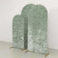 Set of 3 Sage Green Crushed Velvet Chiara Backdrop Stand Covers For Round Top Wedding Arches - 5ft, 6ft, 7ft