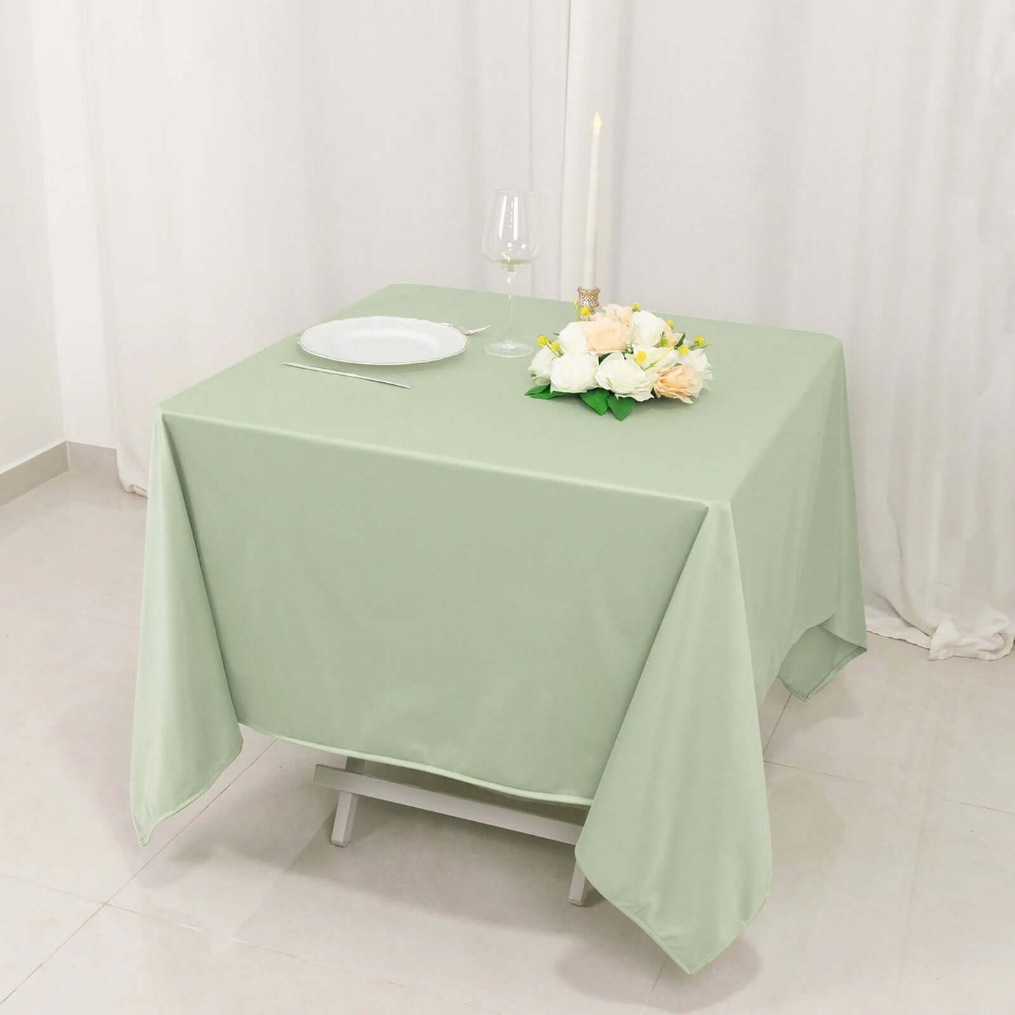 Scuba Square 70"x70" Tablecloth Sage Green - Wrinkle Free & Stain Resistant Table Cover