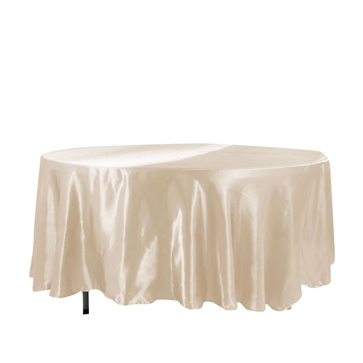 Satin 108" Round Tablecloth Beige - Smooth and Lustrous Table Cover - Linen Luxes
