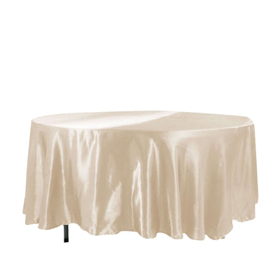 Satin 108" Round Tablecloth Beige - Smooth and Lustrous Table Cover - Linen Luxes