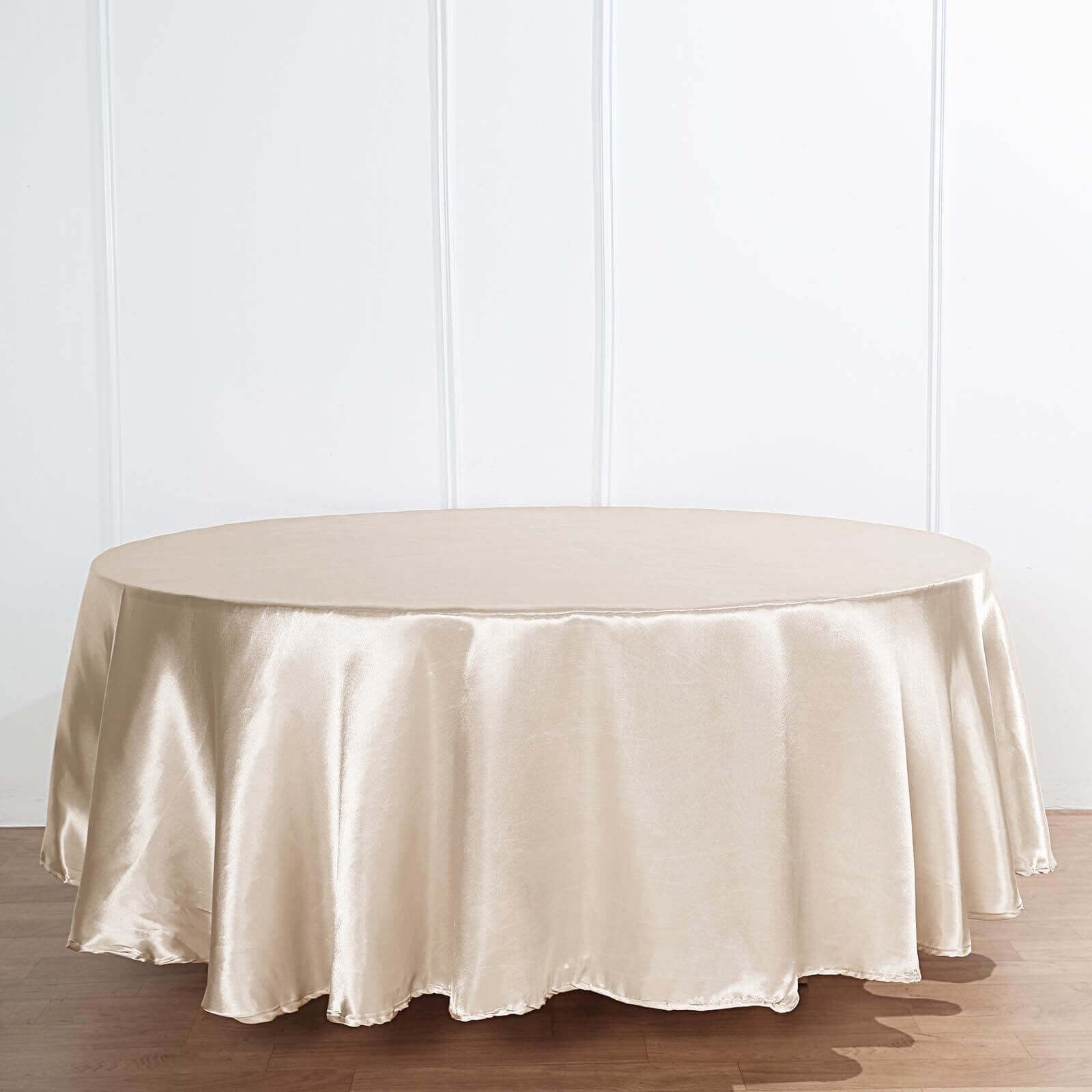 Satin 108" Round Tablecloth Beige - Smooth and Lustrous Table Cover - Linen Luxes