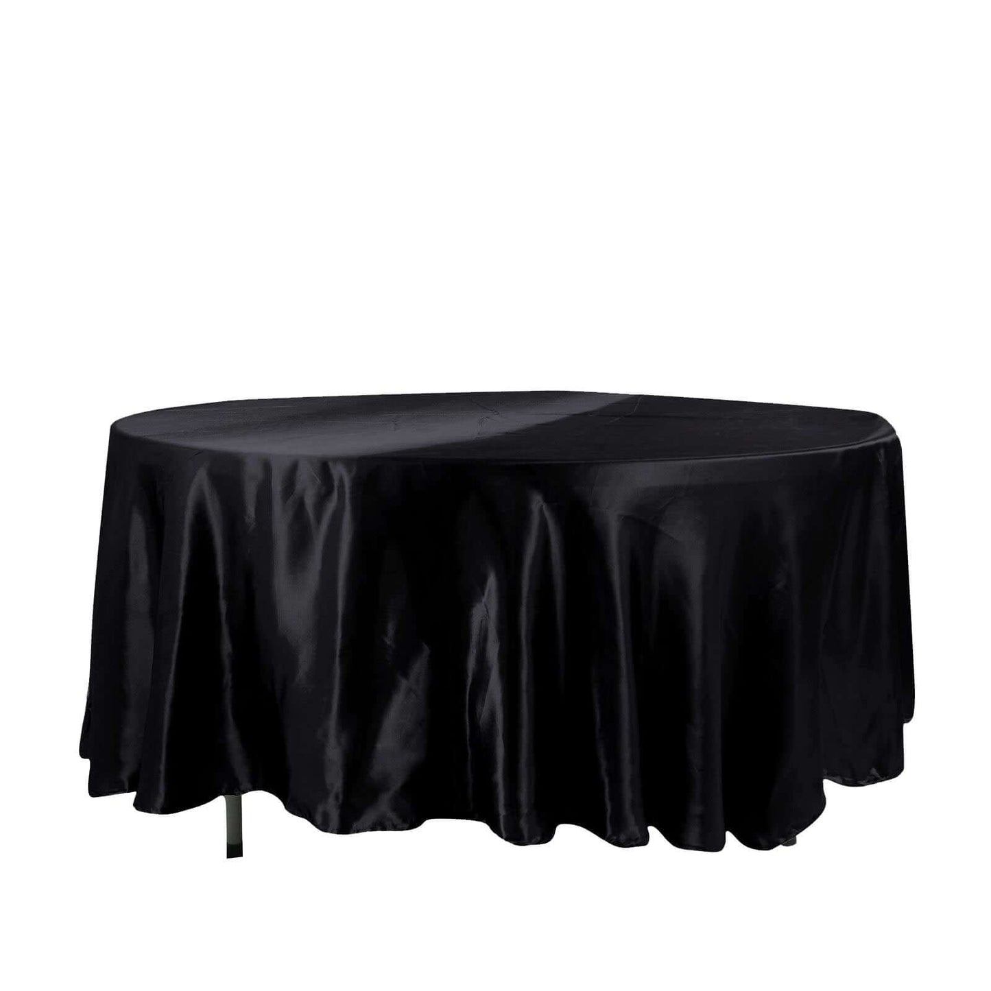 Satin 108" Round Tablecloth Black - Smooth and Lustrous Table Cover for Weddings & Events - Linen Luxes