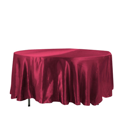Satin 108" Round Tablecloth Burgundy - Smooth and Lustrous Table Cover - Linen Luxes