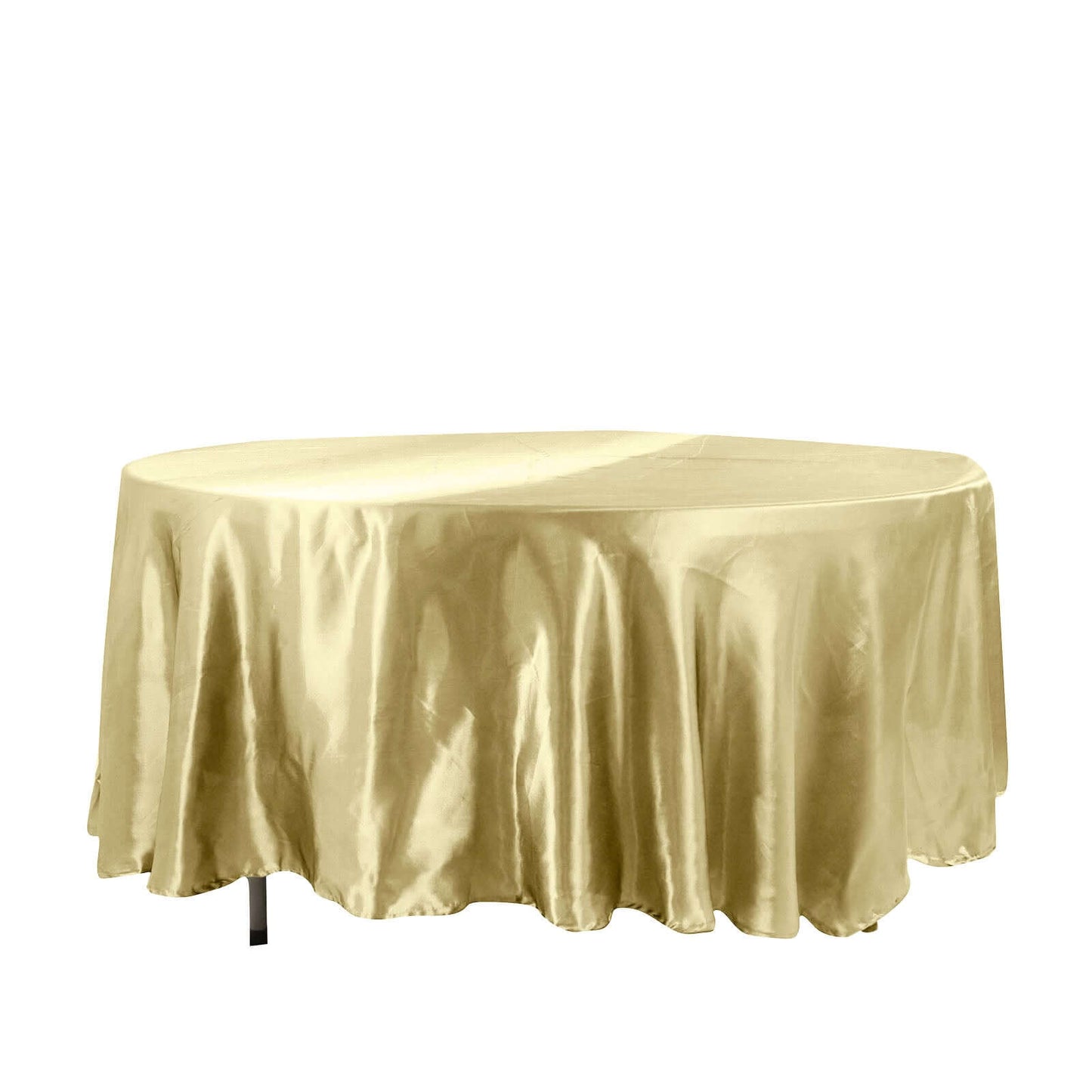 Satin 108" Round Tablecloth Champagne - Smooth and Lustrous Table Cover - Linen Luxes