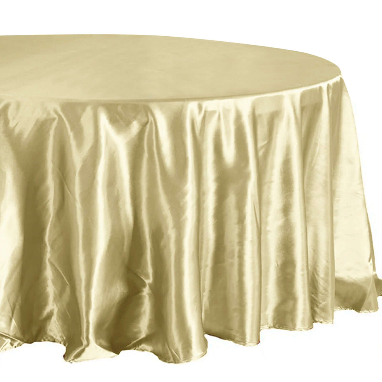 Satin 108" Round Tablecloth Champagne - Smooth and Lustrous Table Cover - Linen Luxes