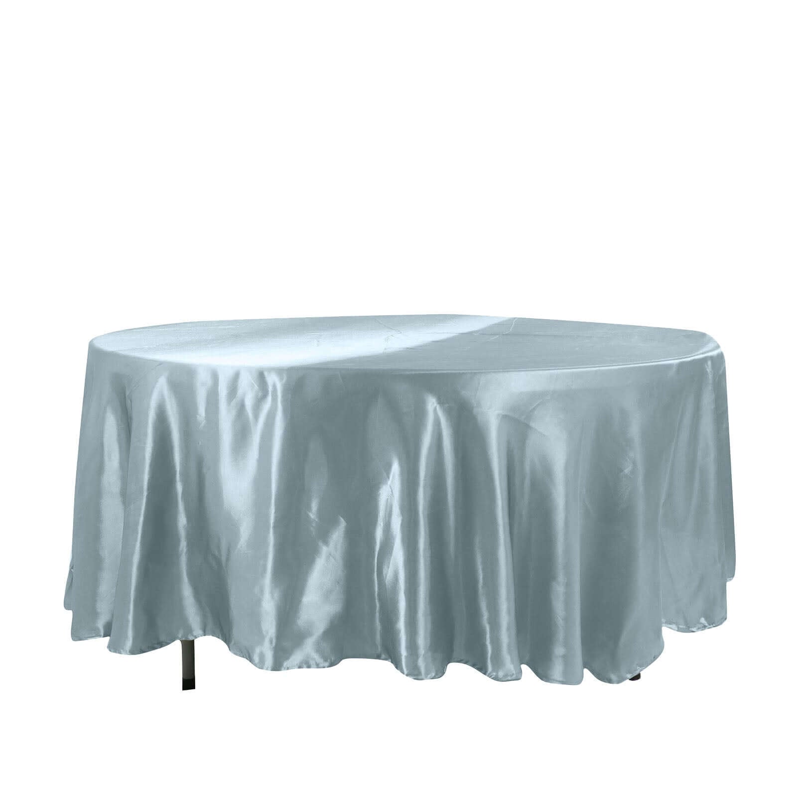 Satin 108" Round Tablecloth Dusty Blue - Smooth and Lustrous Table Cover - Linen Luxes