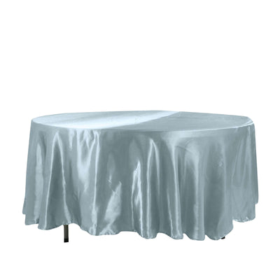 Satin 108" Round Tablecloth Dusty Blue - Smooth and Lustrous Table Cover - Linen Luxes