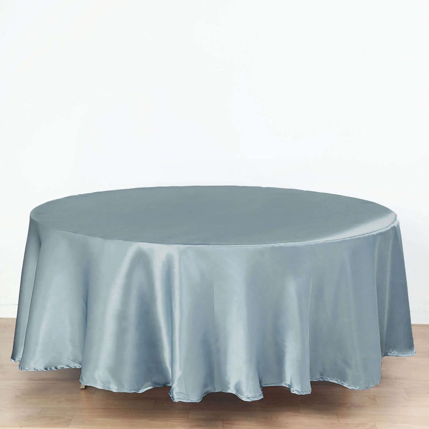 Satin 108" Round Tablecloth Dusty Blue - Smooth and Lustrous Table Cover - Linen Luxes