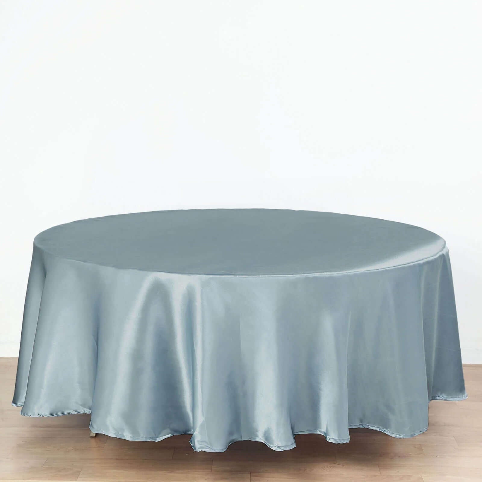 Satin 108" Round Tablecloth Dusty Blue - Smooth and Lustrous Table Cover - Linen Luxes