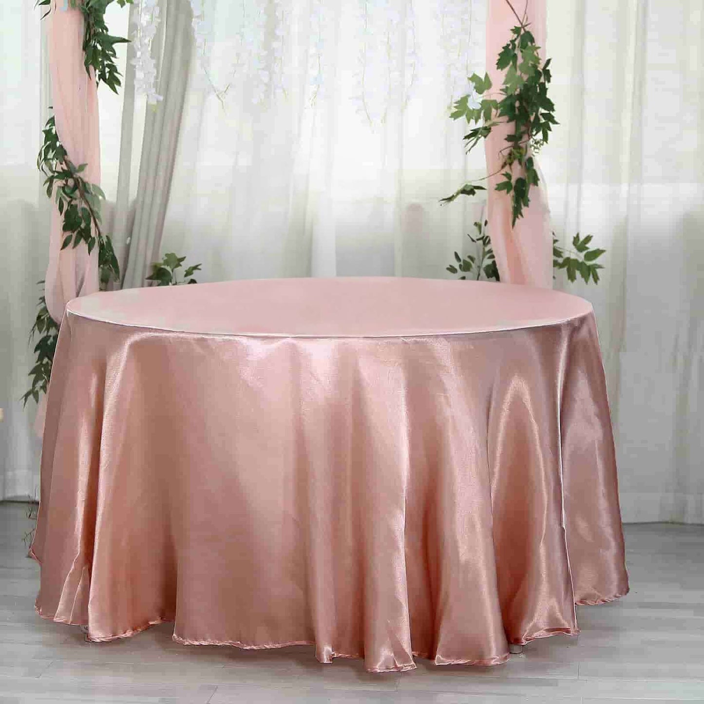 Satin 108" Round Tablecloth Dusty Rose - Smooth and Lustrous Table Cover - Linen Luxes