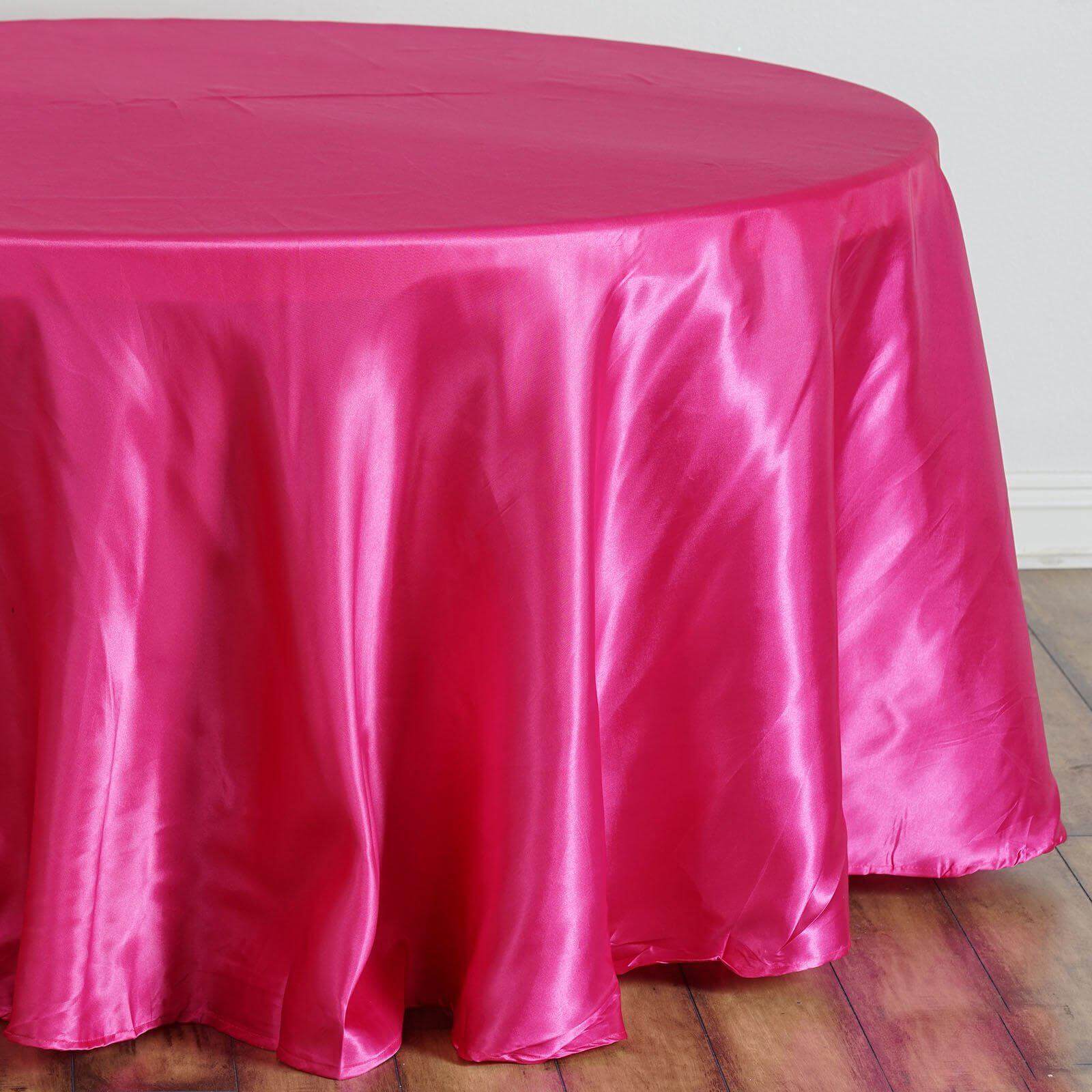 Satin 108" Round Tablecloth Fuchsia - Smooth and Lustrous Table Cover - Linen Luxes