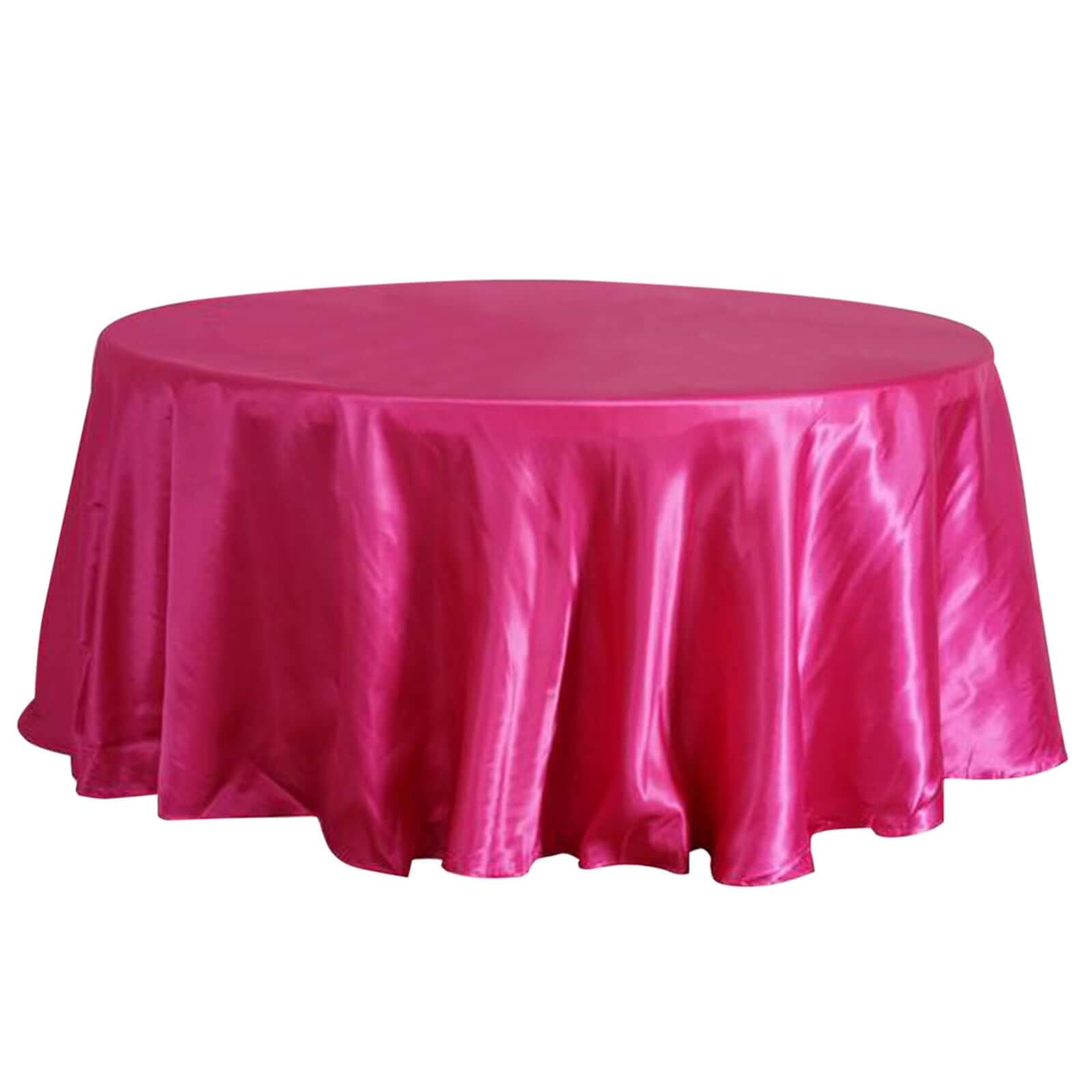 Satin 108" Round Tablecloth Fuchsia - Smooth and Lustrous Table Cover - Linen Luxes