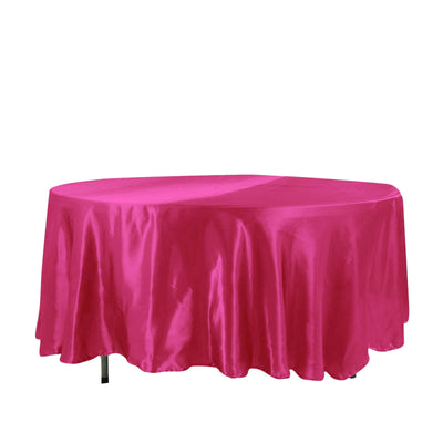 Satin 108" Round Tablecloth Fuchsia - Smooth and Lustrous Table Cover - Linen Luxes