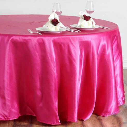 Satin 108" Round Tablecloth Fuchsia - Smooth and Lustrous Table Cover - Linen Luxes