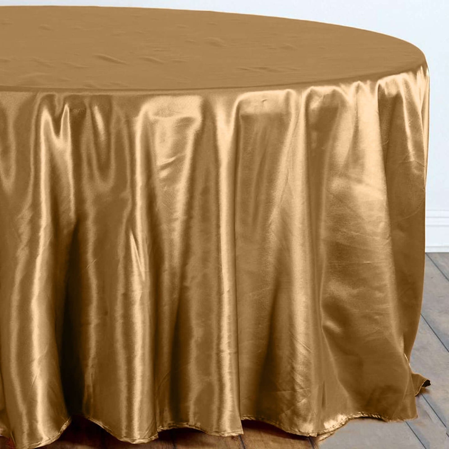 Satin 108" Round Tablecloth Gold - Smooth and Lustrous Table Cover for Weddings & Events - Linen Luxes