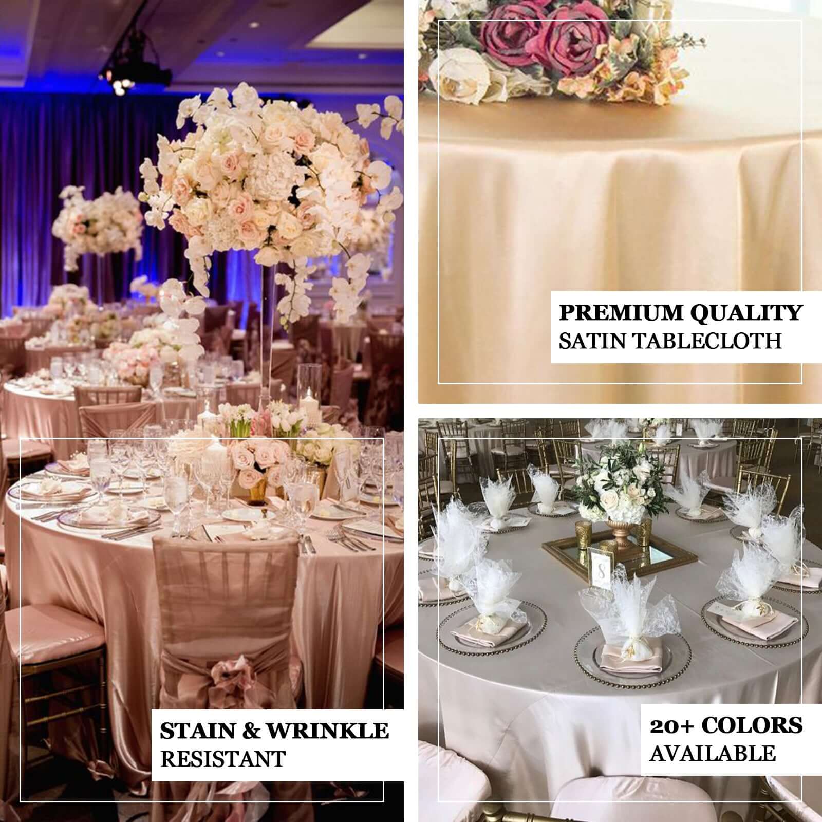 Satin 108" Round Tablecloth Gold - Smooth and Lustrous Table Cover for Weddings & Events - Linen Luxes