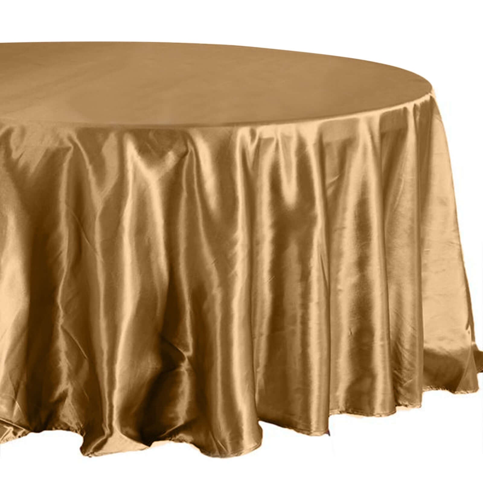 Satin 108" Round Tablecloth Gold - Smooth and Lustrous Table Cover for Weddings & Events - Linen Luxes