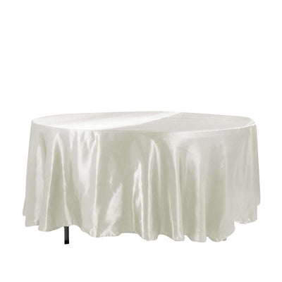 Satin 108" Round Tablecloth Ivory - Smooth and Lustrous Table Cover - Linen Luxes