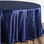 Satin 108" Round Tablecloth Navy Blue - Smooth and Lustrous Table Cover - Linen Luxes
