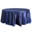 Satin 108" Round Tablecloth Navy Blue - Smooth and Lustrous Table Cover - Linen Luxes