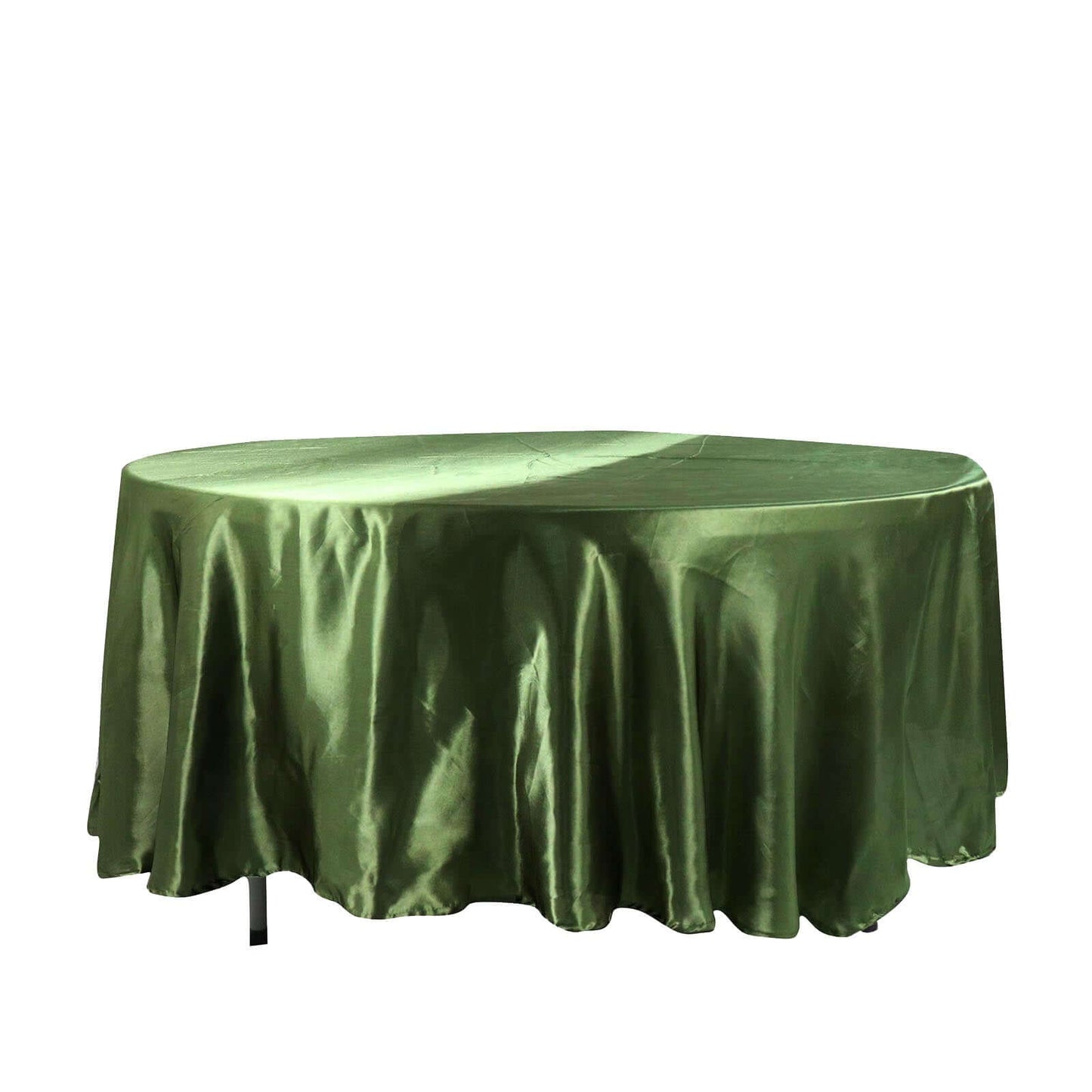 Satin 108" Round Tablecloth Olive Green - Smooth and Lustrous Table Cover - Linen Luxes