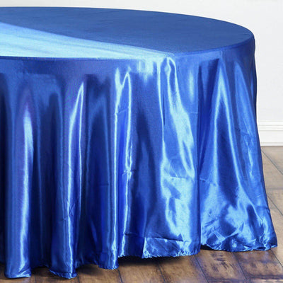Satin 108" Round Tablecloth Royal Blue - Smooth and Lustrous Table Cover - Linen Luxes