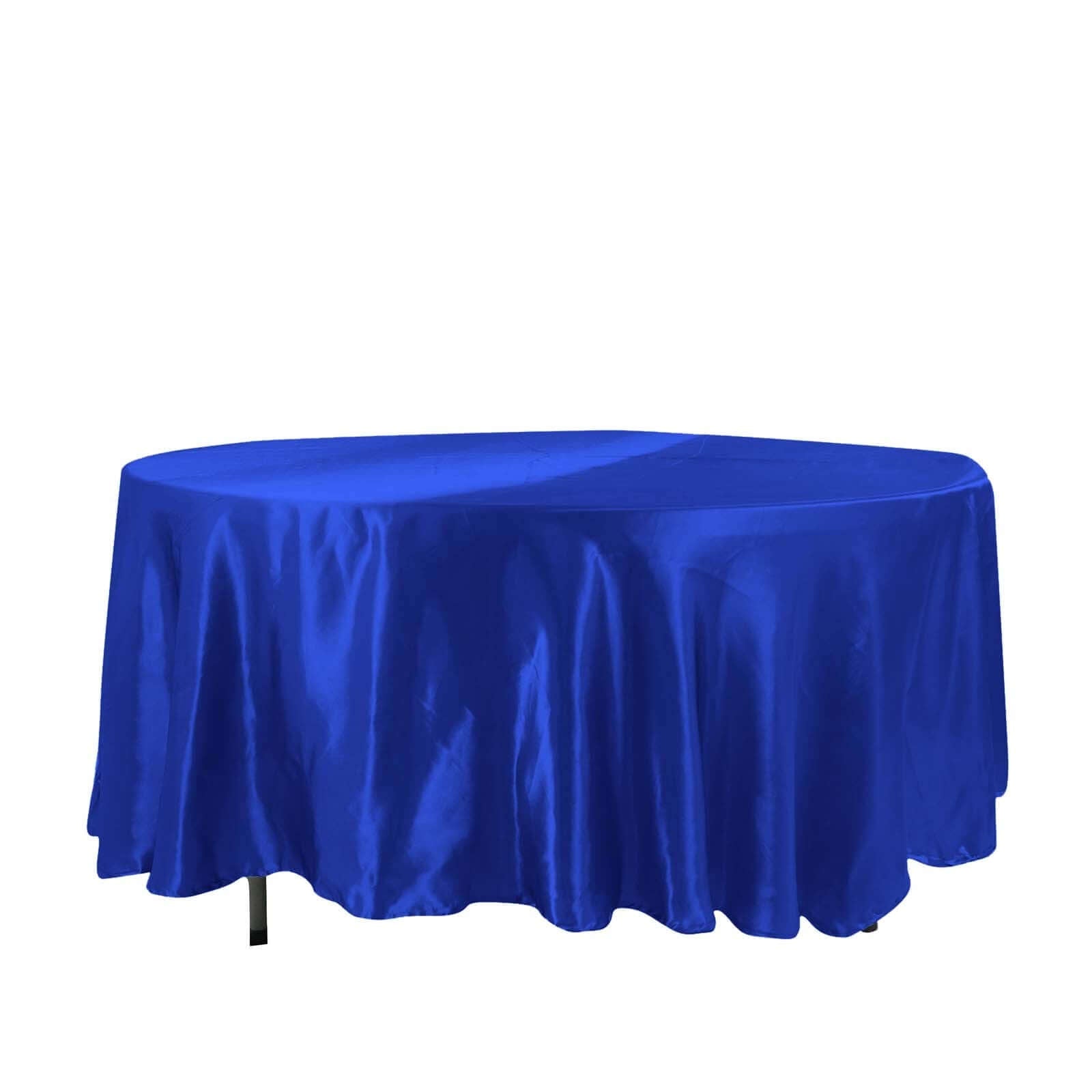 Satin 108" Round Tablecloth Royal Blue - Smooth and Lustrous Table Cover - Linen Luxes