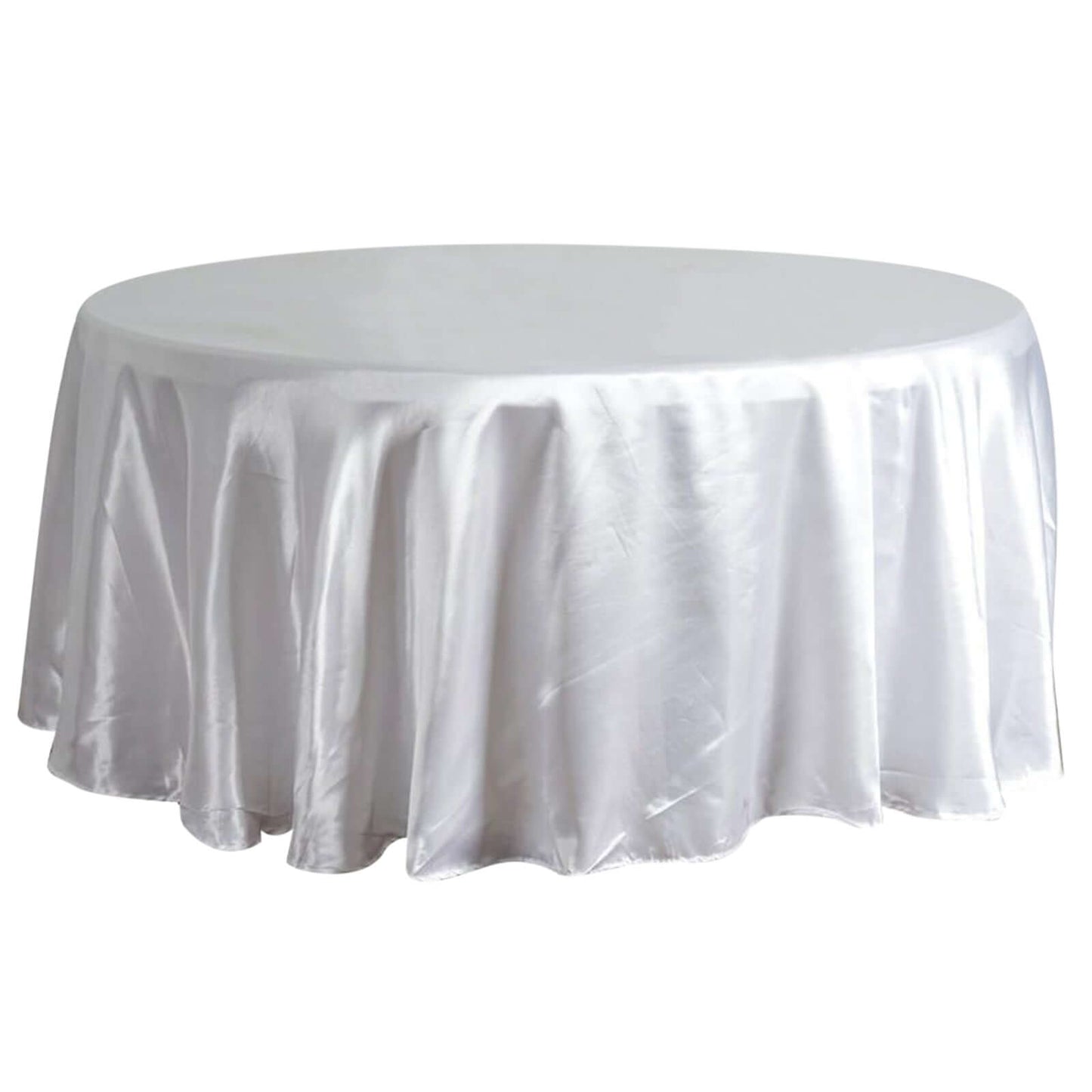Satin 108" Round Tablecloth White - Smooth and Lustrous Table Cover for Weddings & Events - Linen Luxes