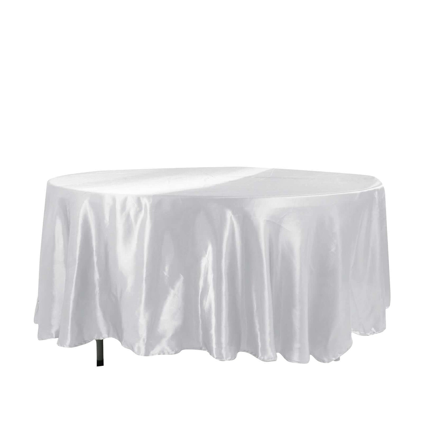 Satin 108" Round Tablecloth White - Smooth and Lustrous Table Cover for Weddings & Events - Linen Luxes