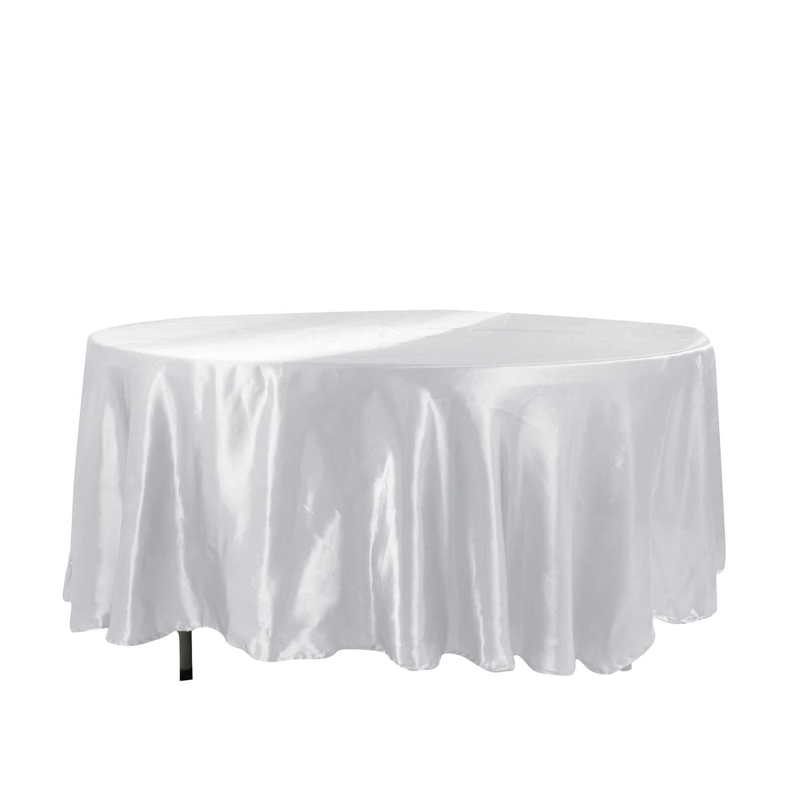 Satin 108" Round Tablecloth White - Smooth and Lustrous Table Cover for Weddings & Events - Linen Luxes