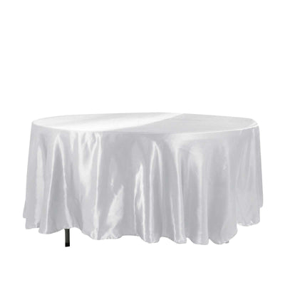 Satin 108" Round Tablecloth White - Smooth and Lustrous Table Cover for Weddings & Events - Linen Luxes