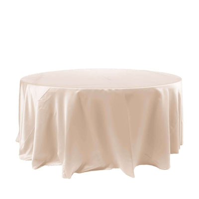Satin 120" Round Tablecloth Beige - Stylish Seamless Table Cover - Linen Luxes