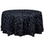 Satin 120" Round Tablecloth Black - Grandiose 3D Rosette with Seamless Finish Table Cover - Linen Luxes