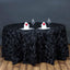 Satin 120" Round Tablecloth Black - Grandiose 3D Rosette with Seamless Finish Table Cover - Linen Luxes