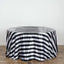 Satin 120" Round Tablecloth Black/White - Stripe Design with Seamless Silky Smooth Finish Table Cover - Linen Luxes