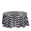 Satin 120" Round Tablecloth Black/White - Stripe Design with Seamless Silky Smooth Finish Table Cover - Linen Luxes