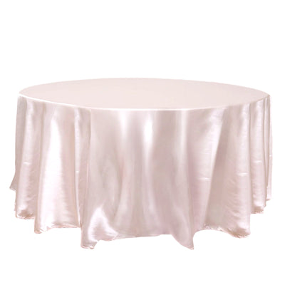 Satin 120" Round Tablecloth Blush - Stylish Seamless Table Cover - Linen Luxes