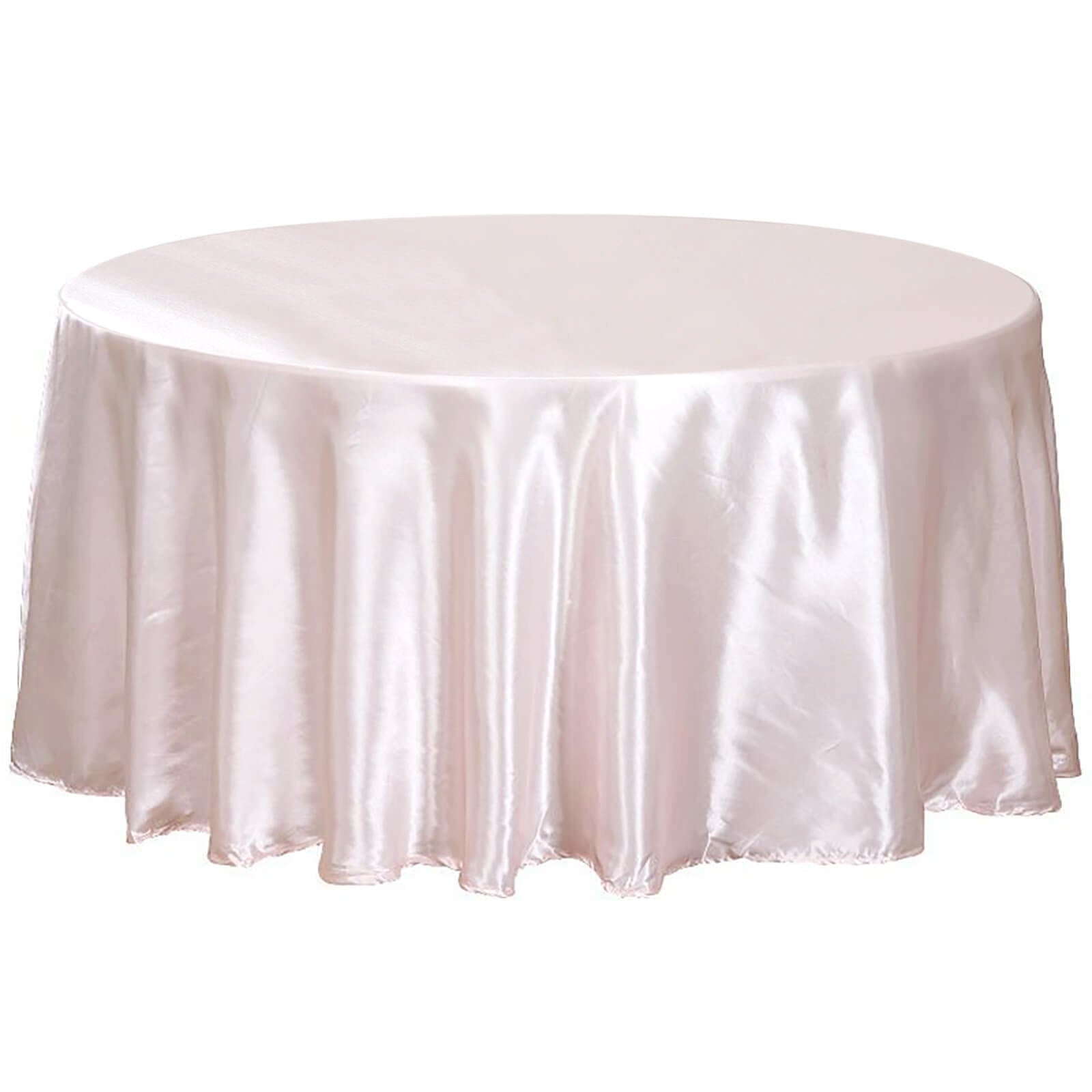 Satin 120" Round Tablecloth Blush - Stylish Seamless Table Cover - Linen Luxes