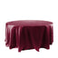 Satin 120" Round Tablecloth Burgundy - Stylish Seamless Table Cover - Linen Luxes